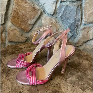 Pink metallic heels. Size 6.